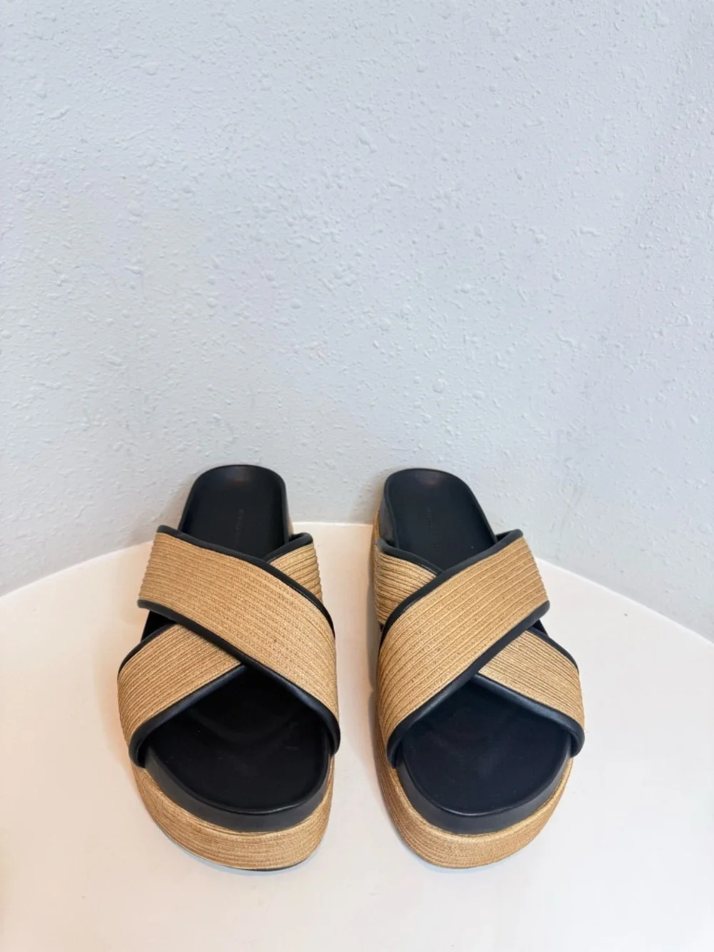 Rebecca Minkoff Woven Dune Khaki Women’s Platform Sandals Size 8 NIB